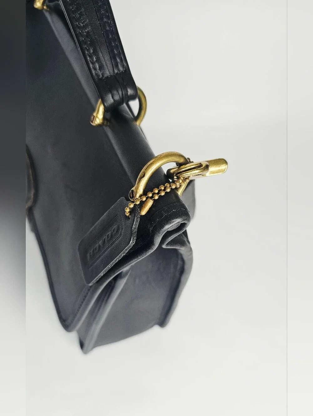 Coach Vintage Willis Black Leather Top Handle Satchel Purse